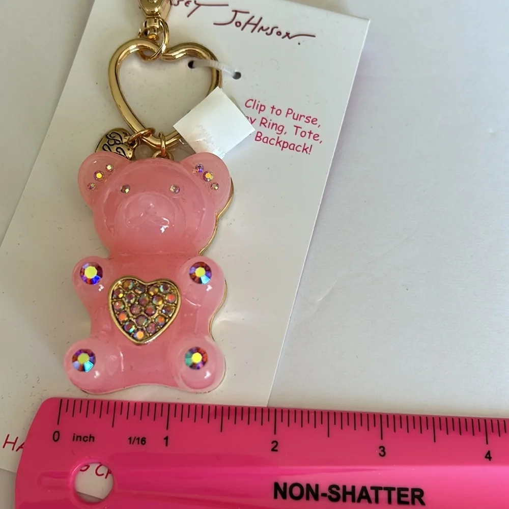 Betsey Johnson large pink gummy bear handbag charm key ring
